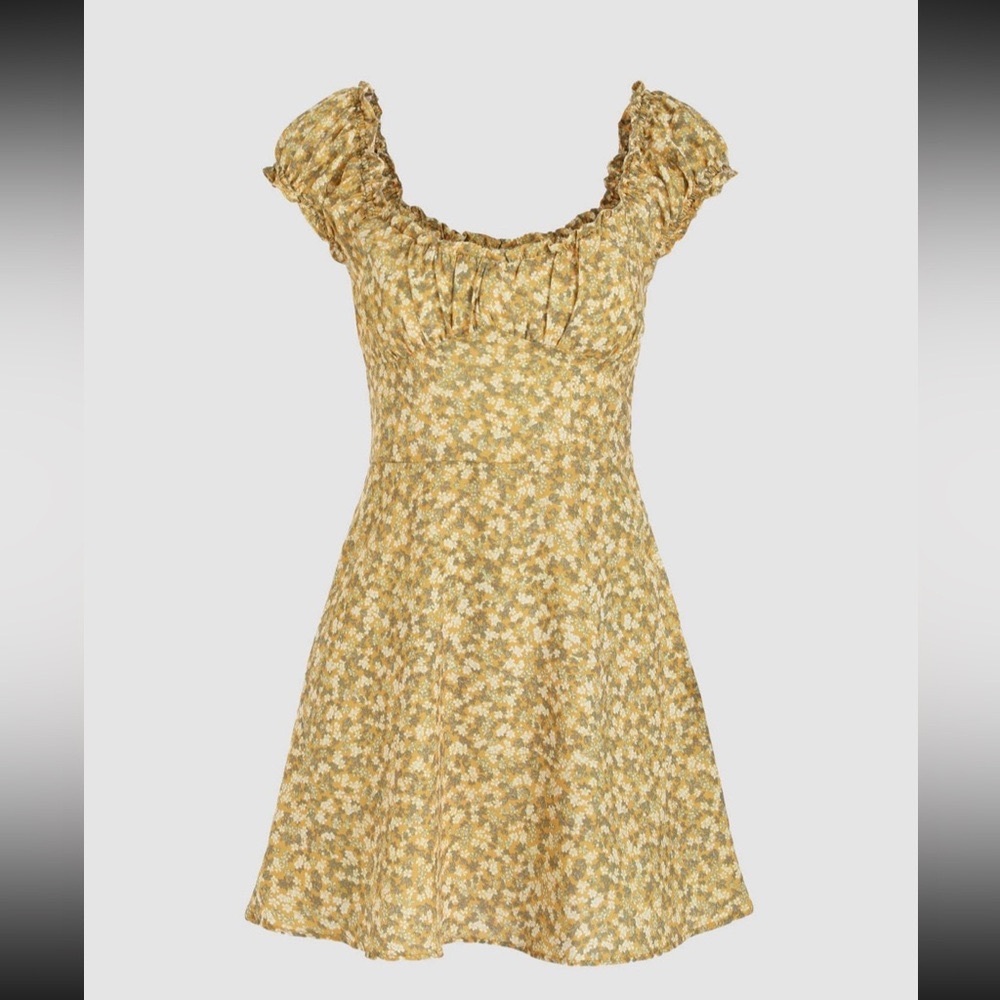 Zara Floral Yellow Dres M Size